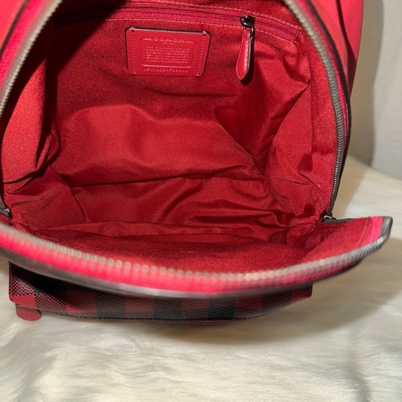 Coach Medium Charlie Backpack With Gingham Print - Picture 8 of 11